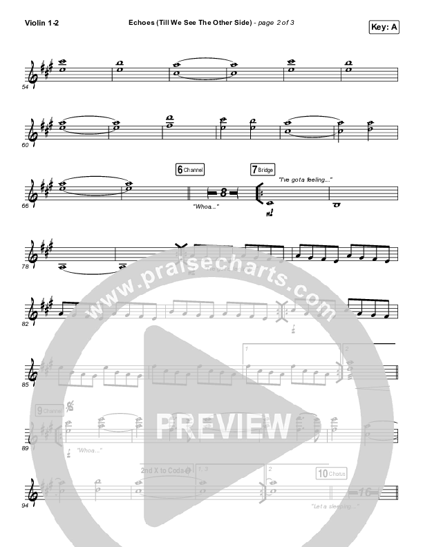 Echoes (Till We See The Other Side) Violin 1/2 (Hillsong UNITED)