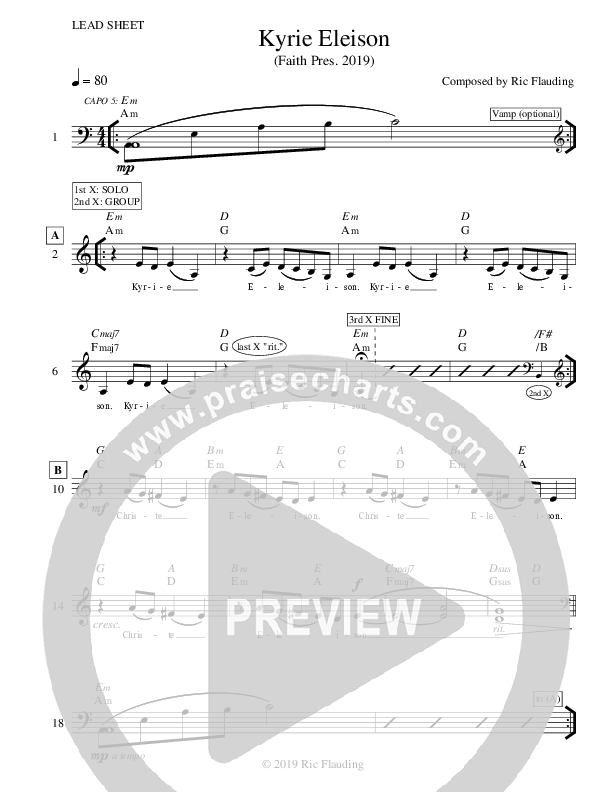 Kyrie Eleison Lead Sheet (Ric Flauding)