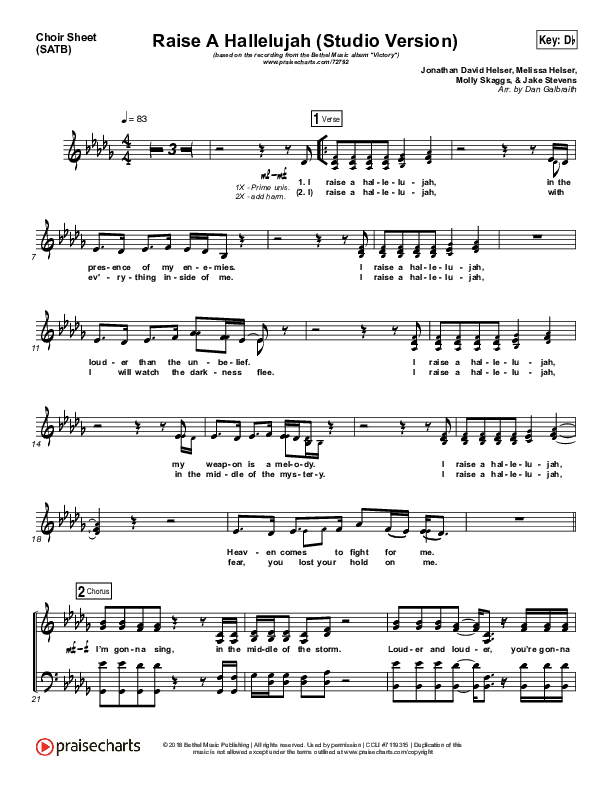 Raise A Hallelujah (Studio) Choir Vocals (SATB) (Bethel Music)