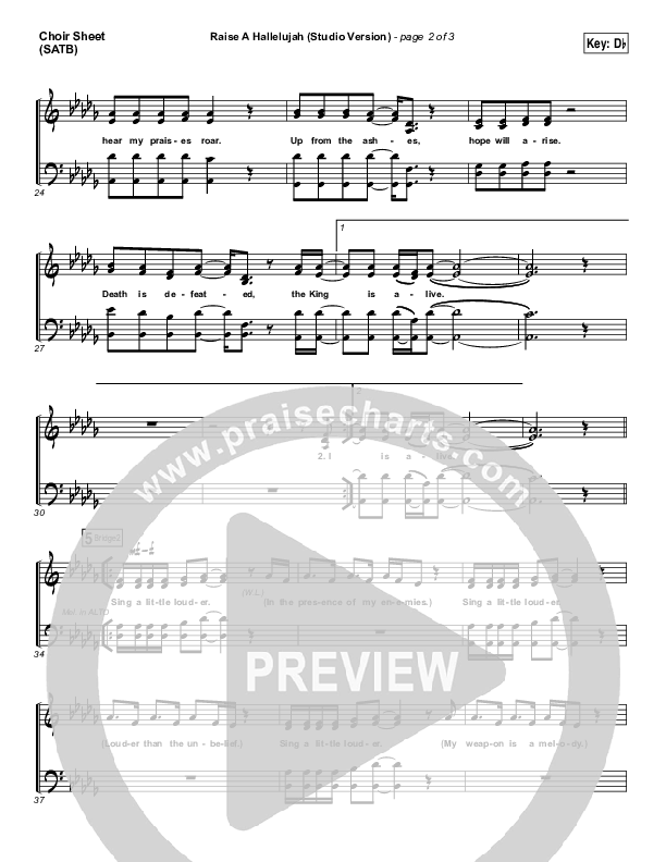 Raise A Hallelujah (Studio) Choir Sheet (SATB) (Bethel Music)
