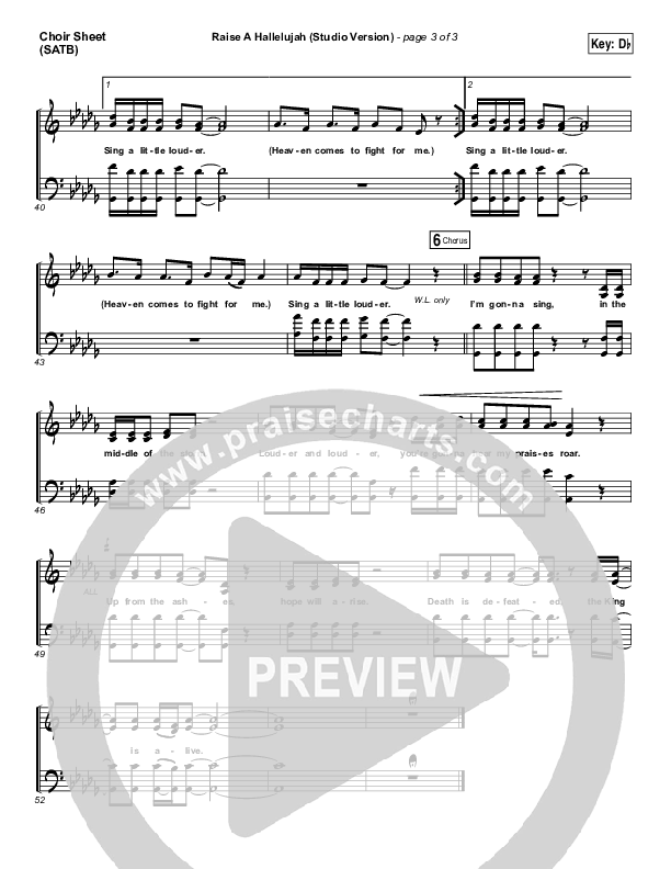 Raise A Hallelujah (Studio) Choir Sheet (SATB) (Bethel Music)