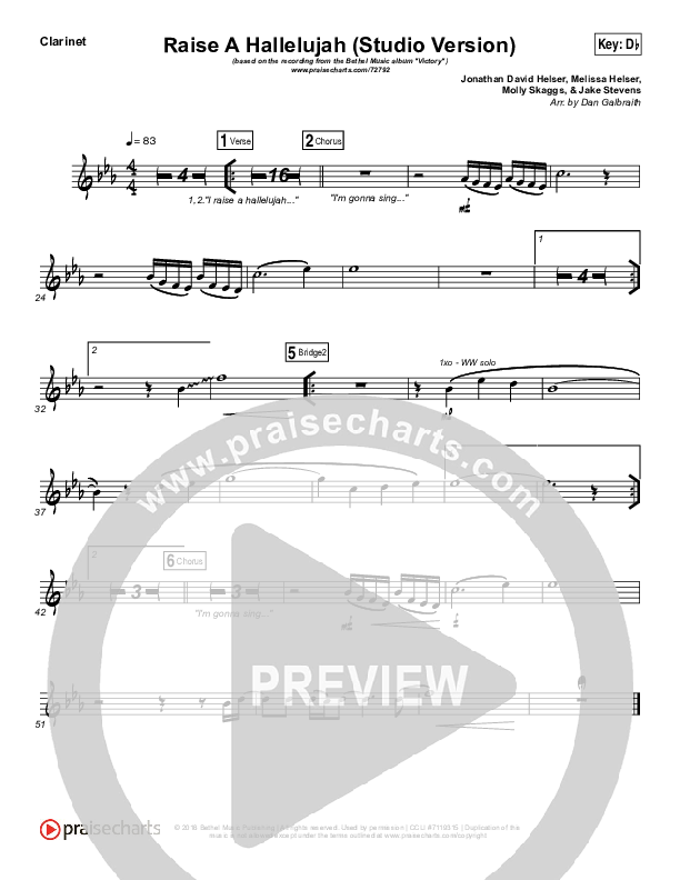 Raise A Hallelujah (Studio) Clarinet (Bethel Music)