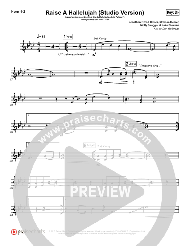 Raise A Hallelujah (Studio) French Horn 1/2 (Bethel Music)