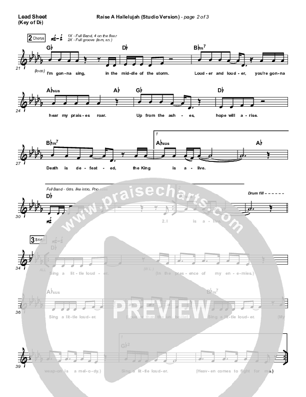 Raise A Hallelujah (Studio) Lead Sheet (Melody) (Bethel Music)