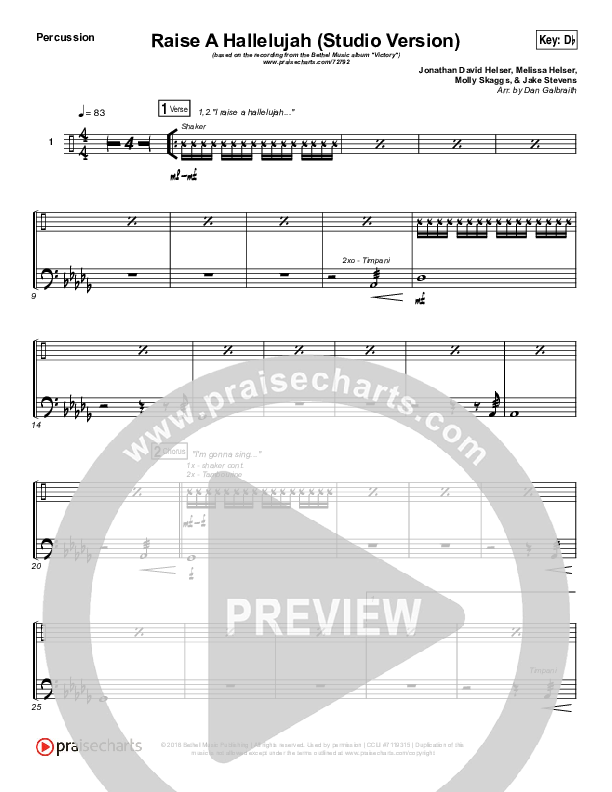 Raise A Hallelujah (Studio) Percussion (Bethel Music)