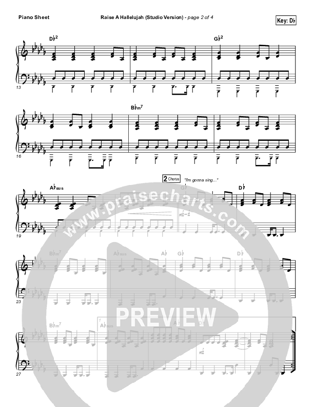 Raise A Hallelujah (Studio) Piano Sheet (Bethel Music)