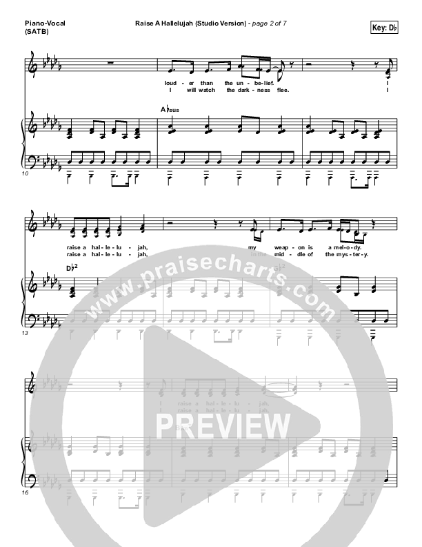 Raise A Hallelujah (Studio) Piano/Vocal (SATB) (Bethel Music)