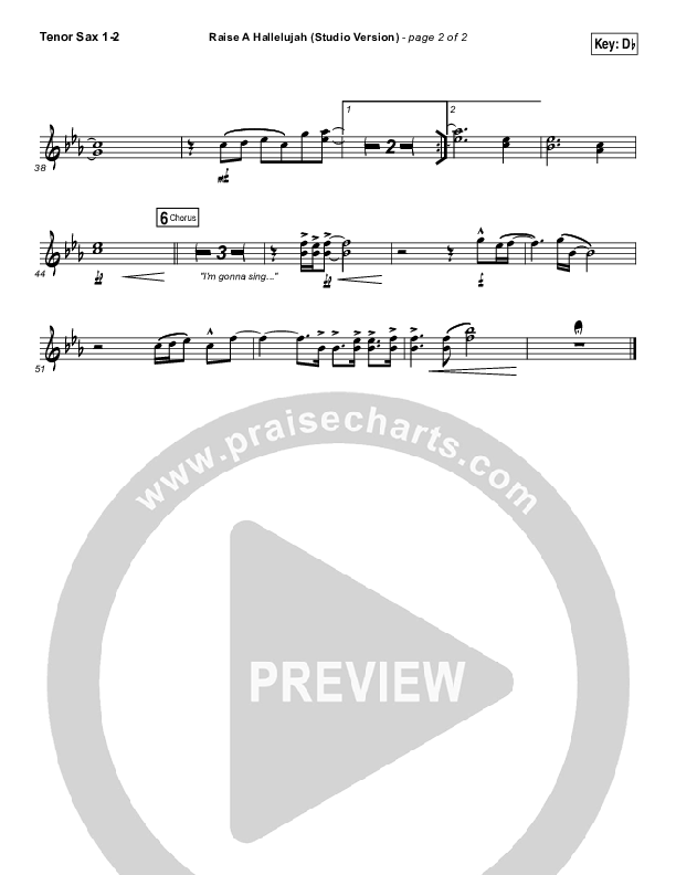 Raise A Hallelujah (Studio) Tenor Sax 1/2 (Bethel Music)