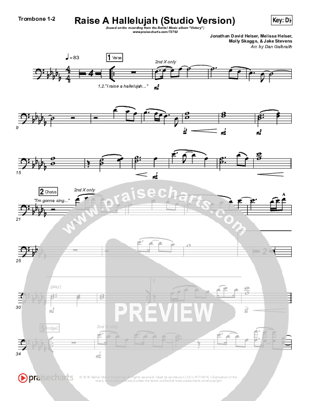 Raise A Hallelujah (Studio) Trombone 1/2 (Bethel Music)