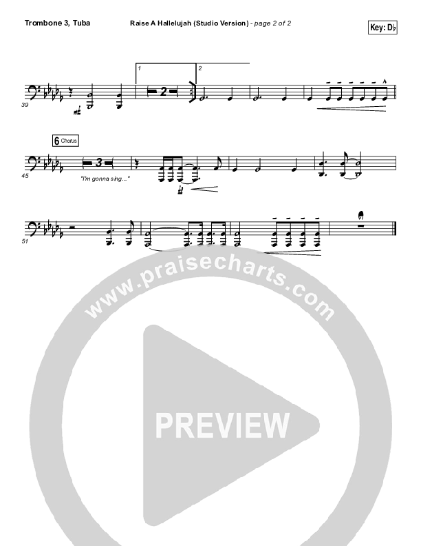 Raise A Hallelujah (Studio) Trombone 3/Tuba (Bethel Music)