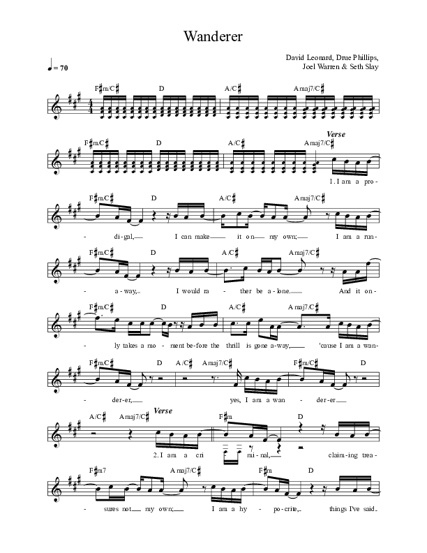 Wanderer Lead Sheet (David Leonard)