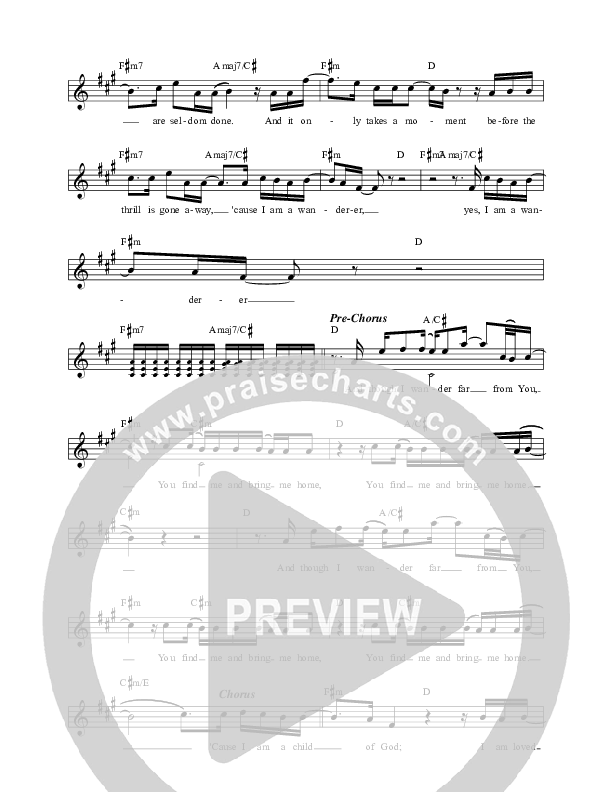 Wanderer Lead Sheet (David Leonard)