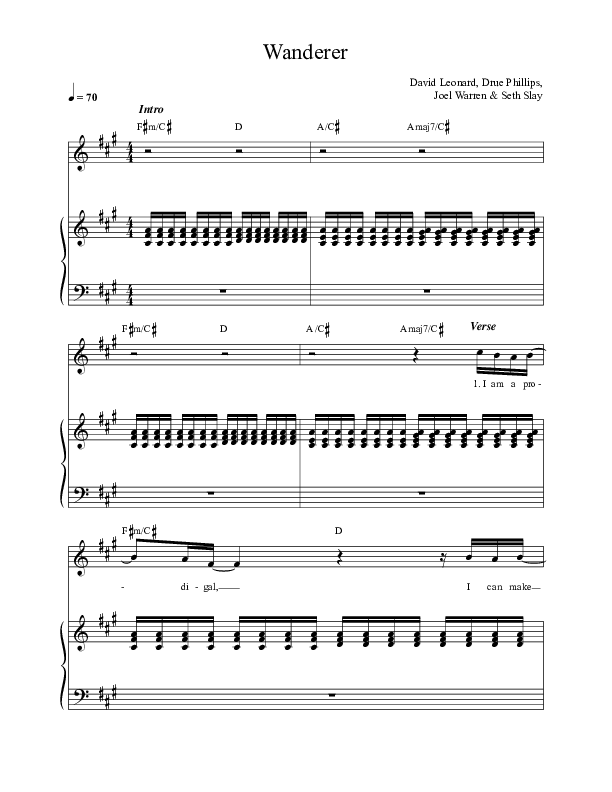 Wanderer Piano/Vocal (David Leonard)