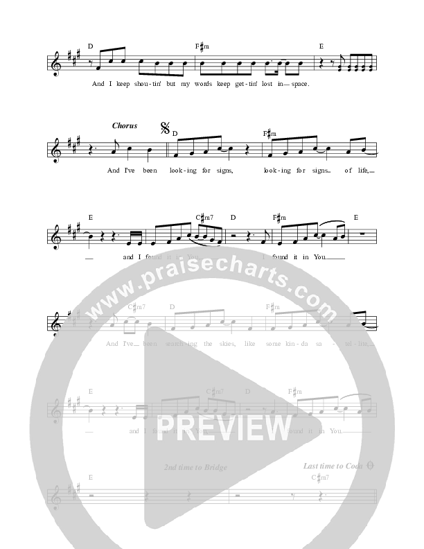 Signs Of Life Lead Sheet (David Leonard)