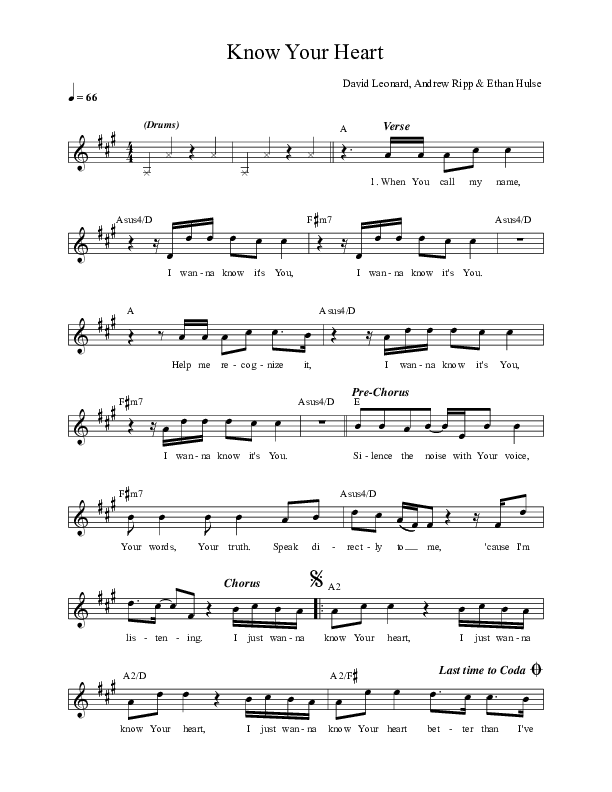 Know Your Heart Lead Sheet (David Leonard)