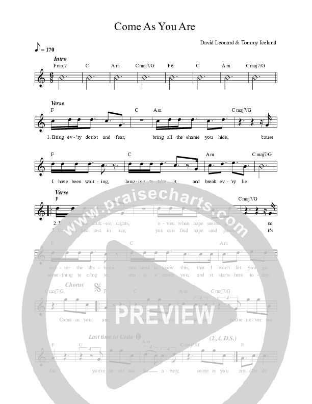 Come As You Are (David Leonard) PraiseCharts