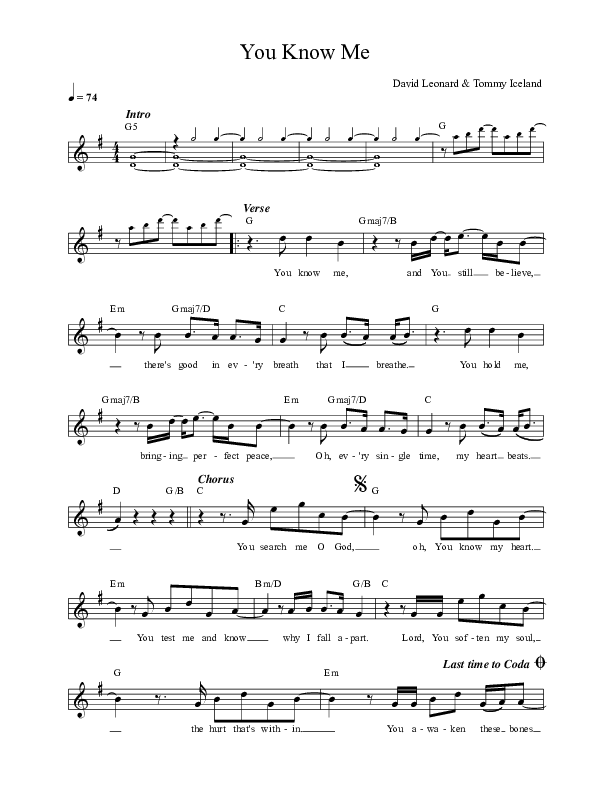 You Know Me Lead Sheet (David Leonard)