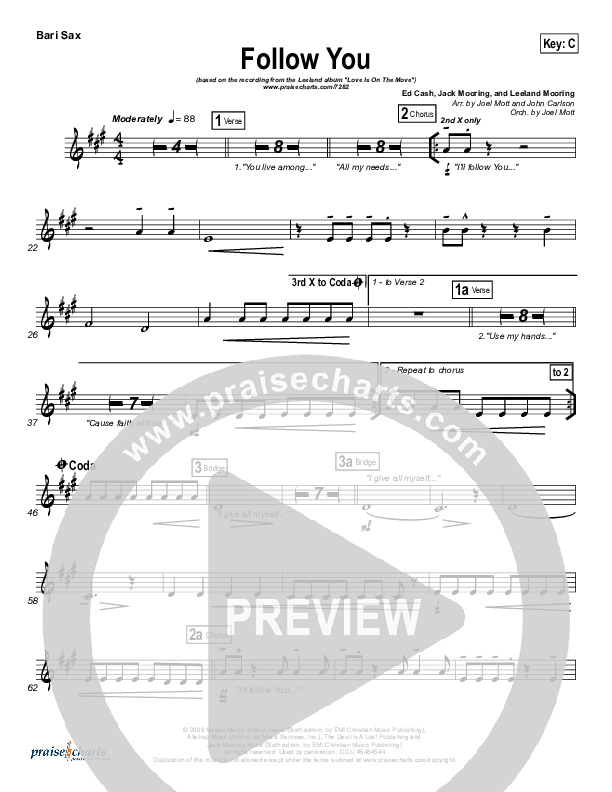 Follow You Bari Sax (Leeland)