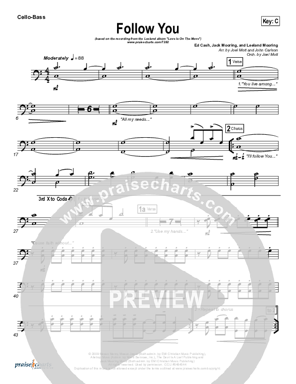 Follow You Cello/Bass (Leeland)