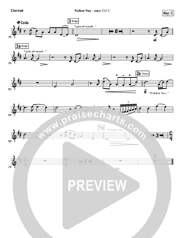 Follow You Clarinet (Leeland)