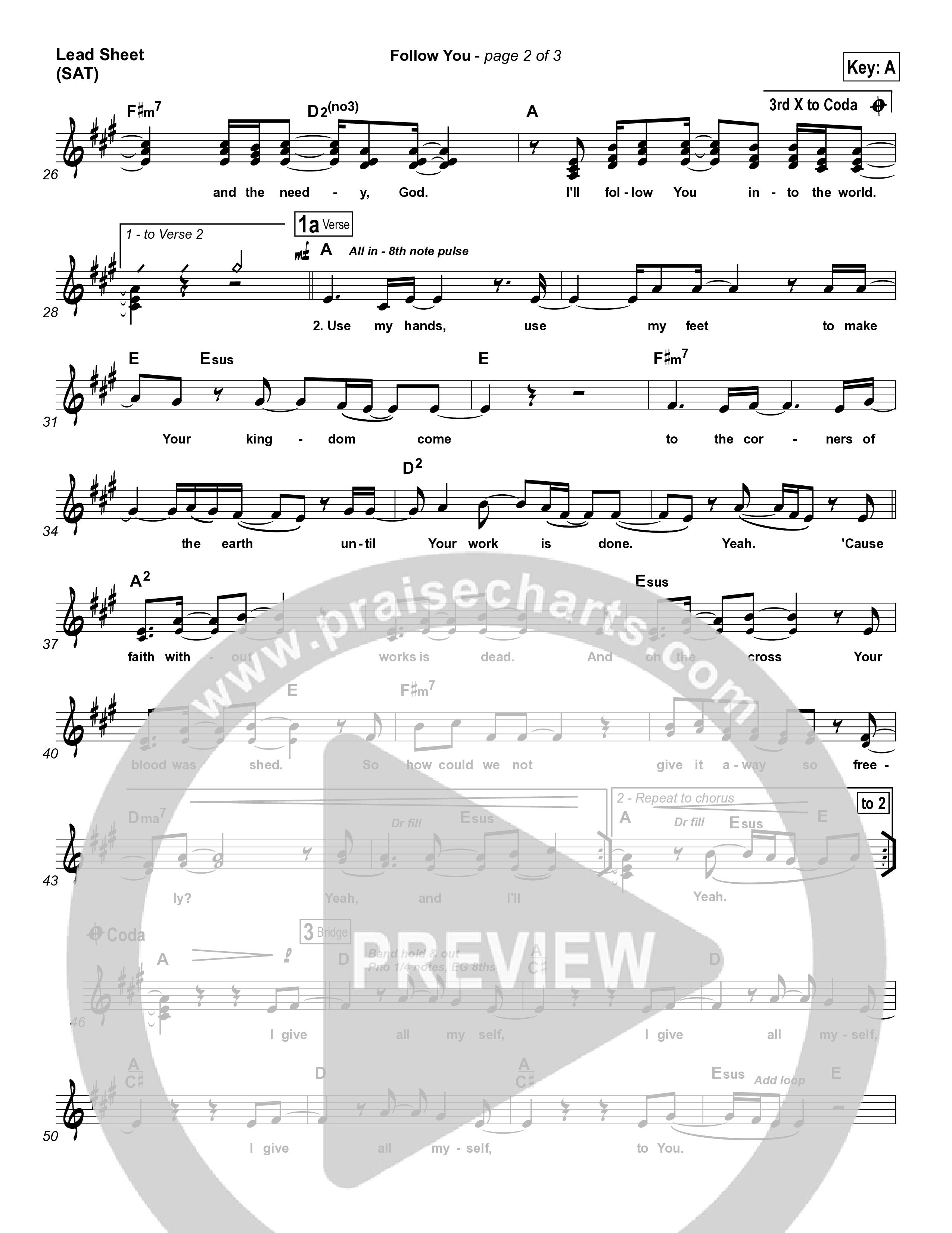 Follow You Lead Sheet (SAT) (Leeland)