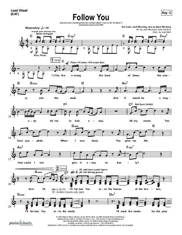 Follow You Lead Sheet (SAT) (Leeland)