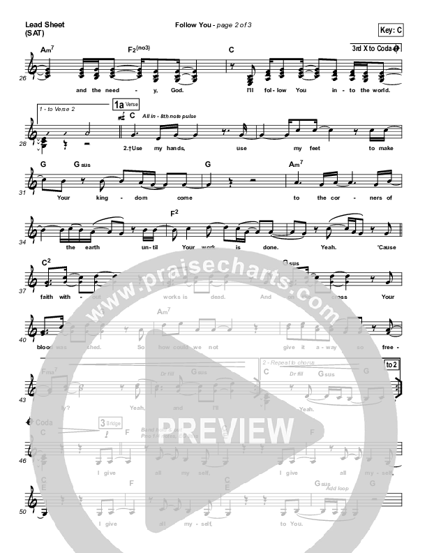 Follow You Lead Sheet (SAT) (Leeland)