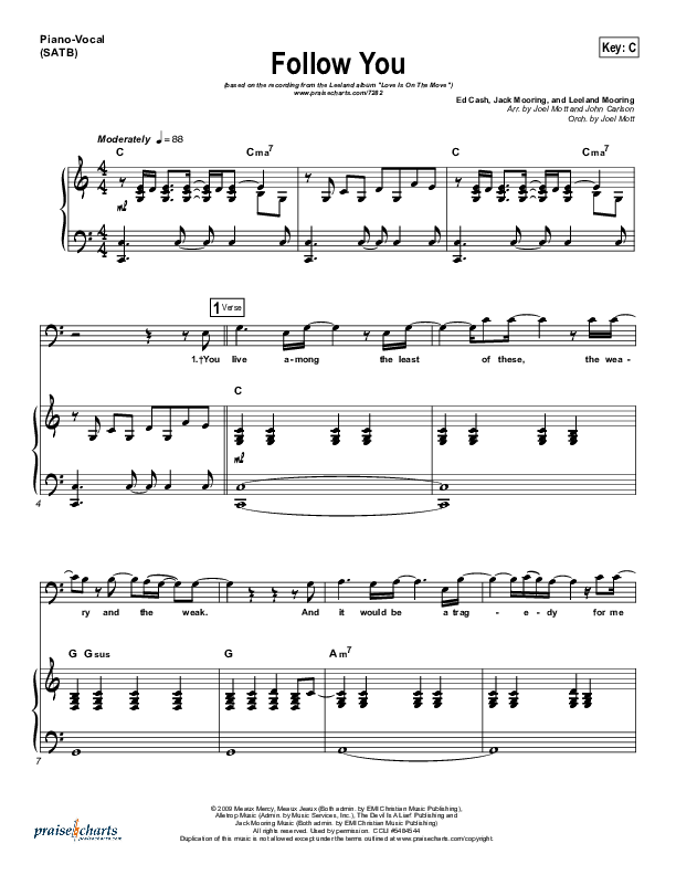 Follow You Piano/Vocal (SATB) (Leeland)