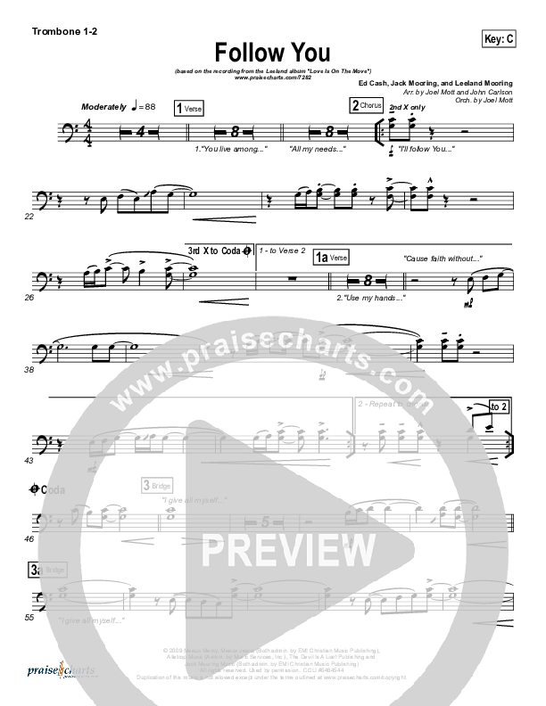 Follow You Trombone 1/2 (Leeland)