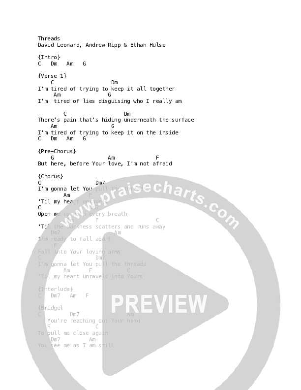 Threads Chords & Lyrics (David Leonard)