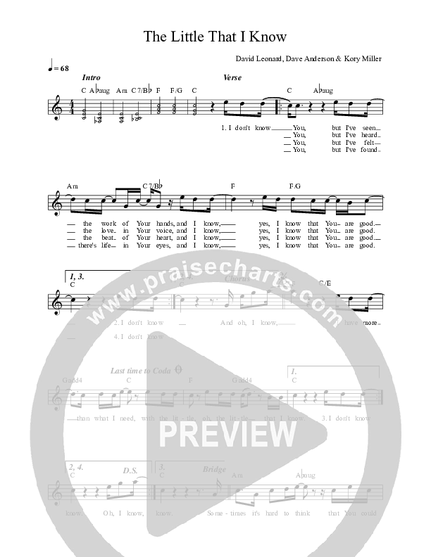 The Little That I Know Lead Sheet (David Leonard)