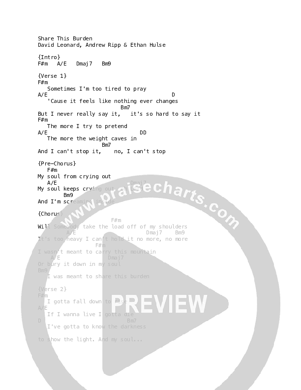 Share This Burden Chords & Lyrics (David Leonard)