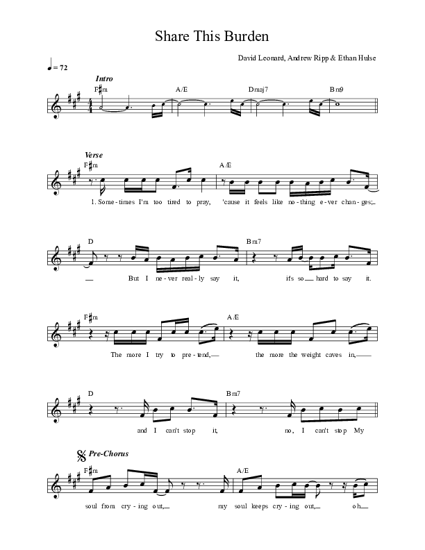 Share This Burden Lead Sheet (David Leonard)