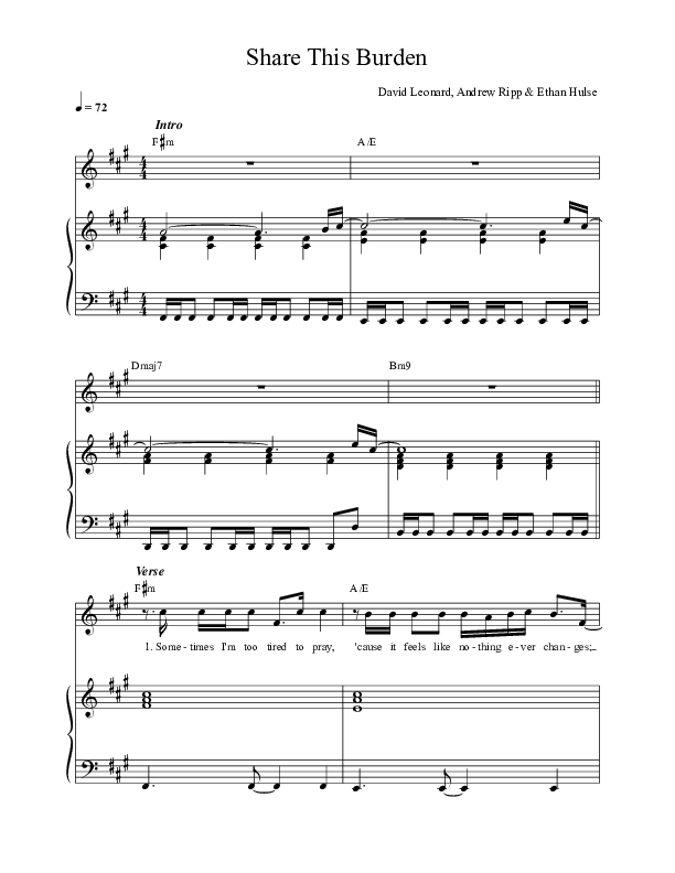 Share This Burden Piano/Vocal (David Leonard)