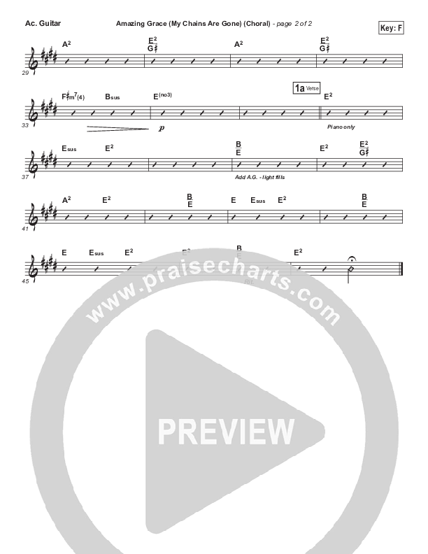 Amazing Grace (My Chains Are Gone) (Choral Anthem SATB) Acoustic Guitar (Chris Tomlin / Arr. Luke Gambill)