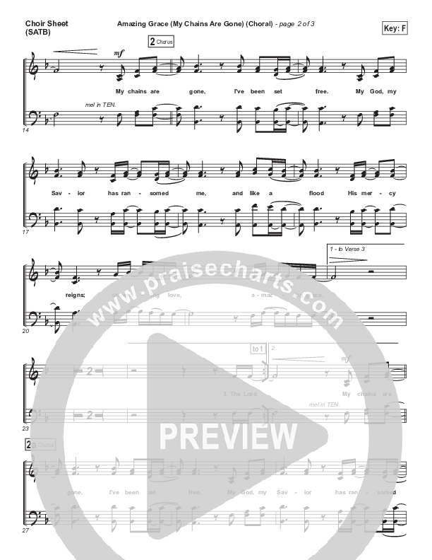 Amazing Grace (My Chains Are Gone) (Choral Anthem SATB) Choir Sheet (SATB) (Chris Tomlin / Arr. Luke Gambill)