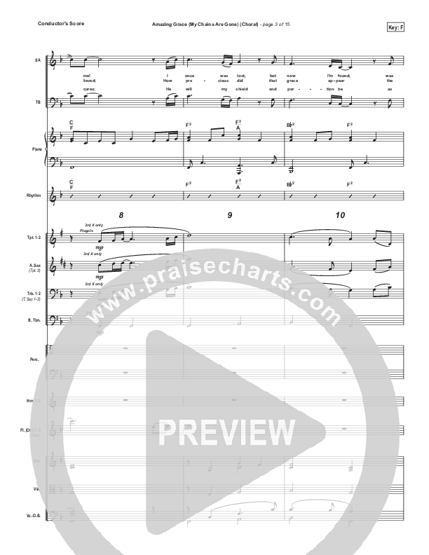 Amazing Grace (My Chains Are Gone) (Choral Anthem SATB) Conductor's Score (Chris Tomlin / Arr. Luke Gambill)