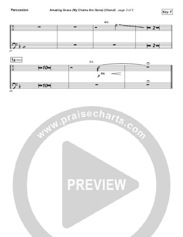Amazing Grace (My Chains Are Gone) (Choral Anthem SATB) Percussion (Chris Tomlin / Arr. Luke Gambill)