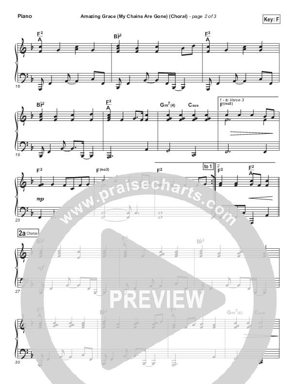 Amazing Grace (My Chains Are Gone) (Choral Anthem SATB) Piano Sheet (Chris Tomlin / Arr. Luke Gambill)