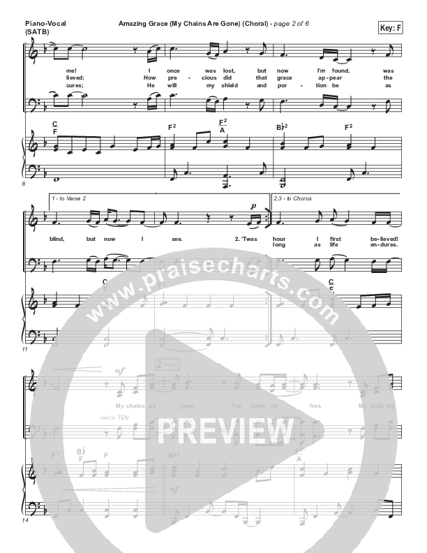 Amazing Grace (My Chains Are Gone) (Choral Anthem SATB) Piano/Vocal Pack (Chris Tomlin / Arr. Luke Gambill)