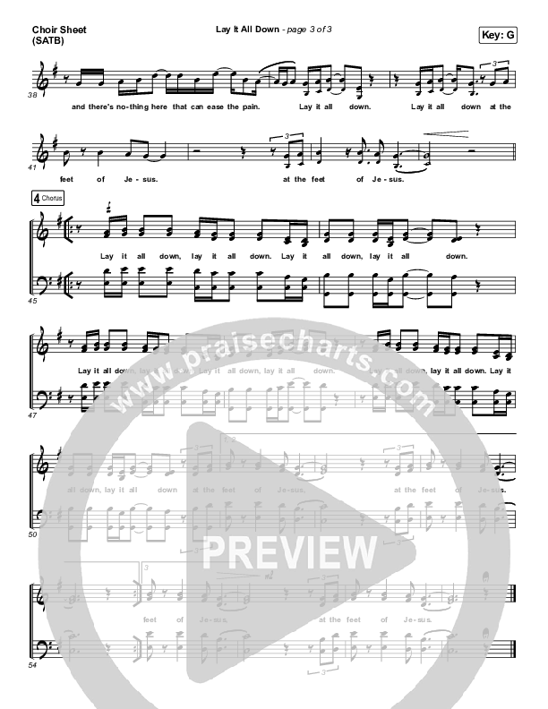 Lay It All Down (At The Feet Of Jesus) Choir Sheet (SATB) (Will Reagan / United Pursuit)