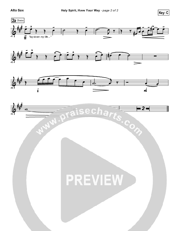 Holy Spirit Have Your Way Alto Sax (Leeland)