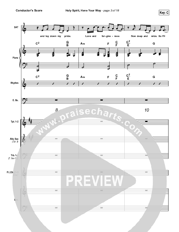 Holy Spirit Have Your Way Conductor's Score (Leeland)