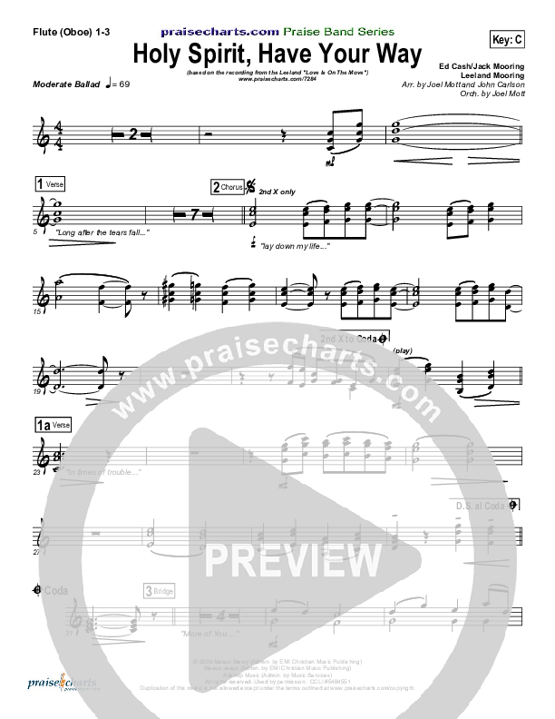 Holy Spirit Have Your Way Flute/Oboe 1/2/3 (Leeland)