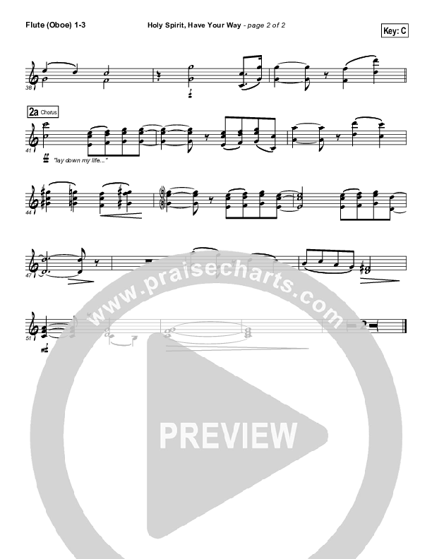 Holy Spirit Have Your Way Flute/Oboe 1/2/3 (Leeland)