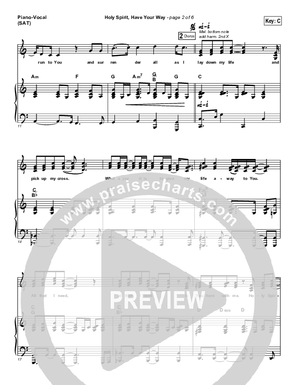 Holy Spirit Have Your Way Piano/Vocal (Leeland)