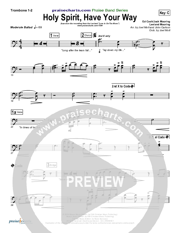 Holy Spirit Have Your Way Trombone 1/2 (Leeland)