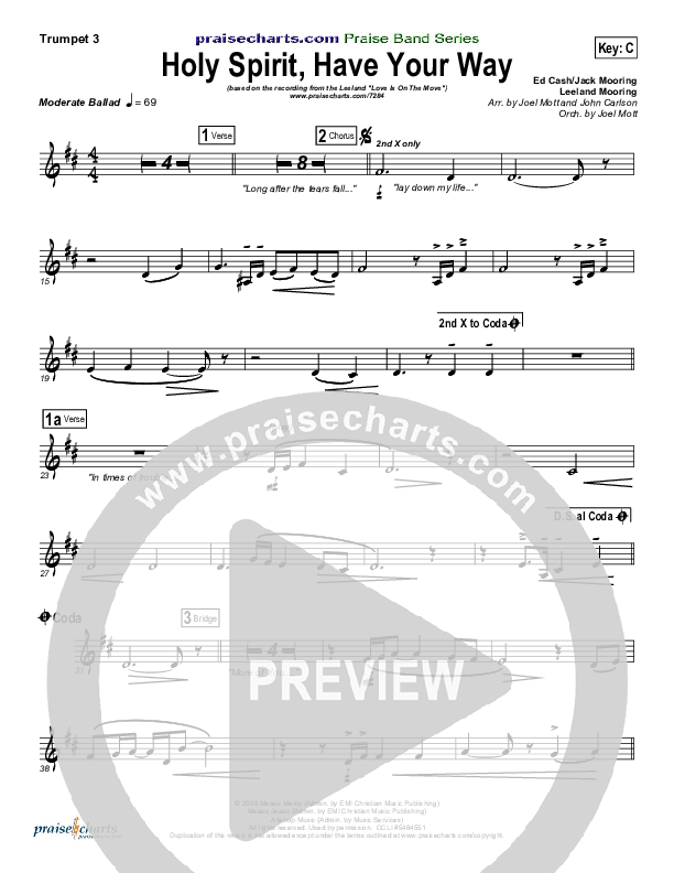 Holy Spirit Have Your Way Trumpet 3 (Leeland)