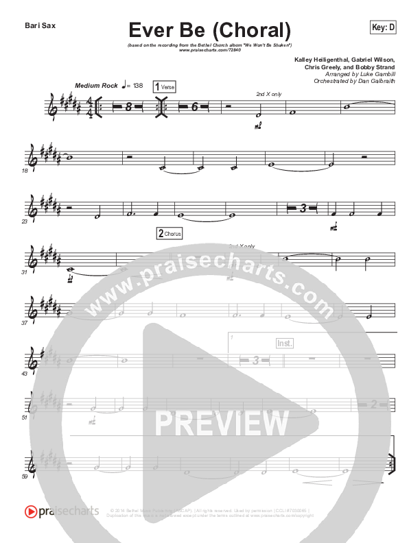 Ever Be (Choral Anthem SATB) Bari Sax (Bethel Music / Arr. Luke Gambill)