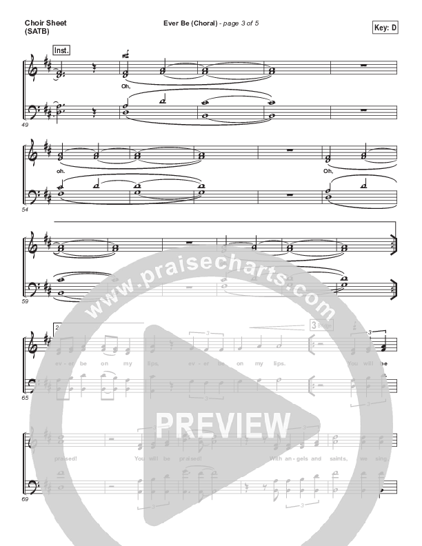 Ever Be (Choral Anthem SATB) Choir Sheet (SATB) (Bethel Music / Arr. Luke Gambill)